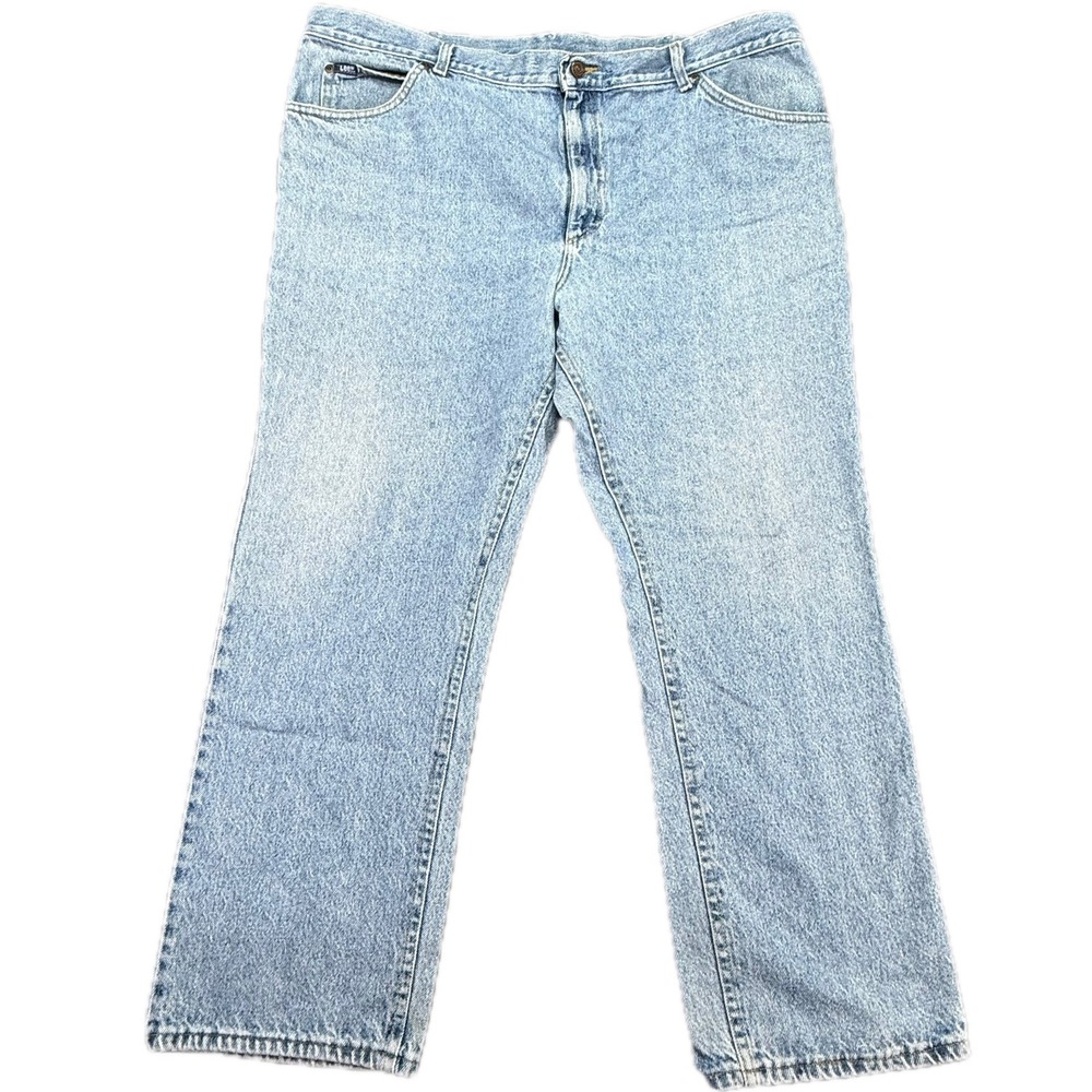 Lee Jeans Men 44x30 Blue Light Wash Straight Leg Denim Vintage Made in USA